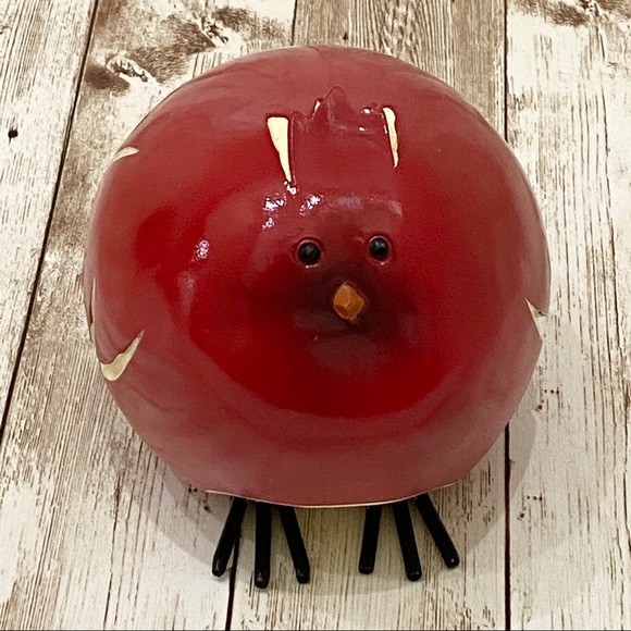 Adorable Red Apple Bird Figurine Decor - Picture 3 of 12